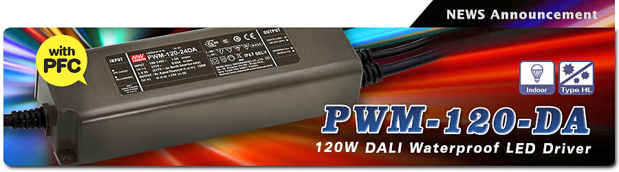 PWM-120-DA系列:120W具DALI调光型防水LED驱动电源(PF